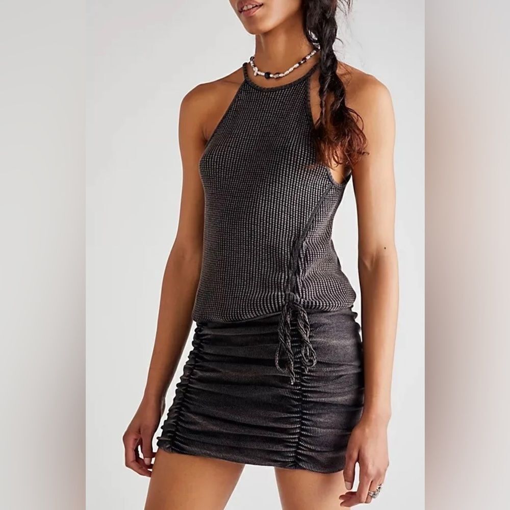 New
Free People Women's FP One Katya Thermal Mini Dress in Grey Black - Picture 2 of 7